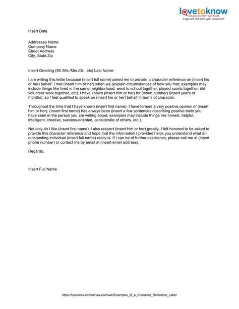 How To Write A Character Reference Letter Examples Alison Hand