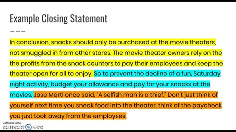 How To Write A Debate Closing Statement