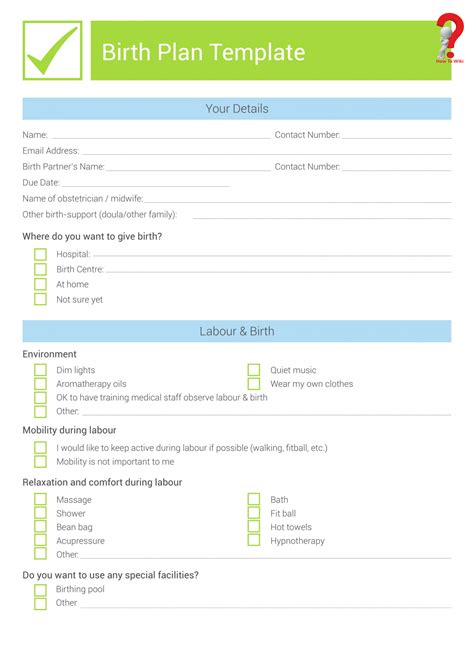How To Write A Free Birth Plan Template HowToWiki