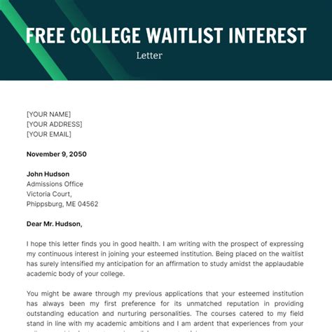 How To Write A Letter Of Continued Interest After Waitlist