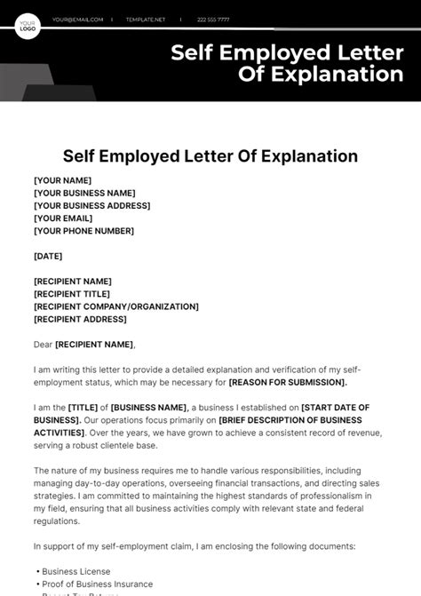 How To Write A Letter Stating Self Employment