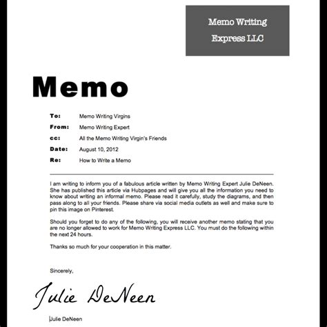 How To Write A Memo To