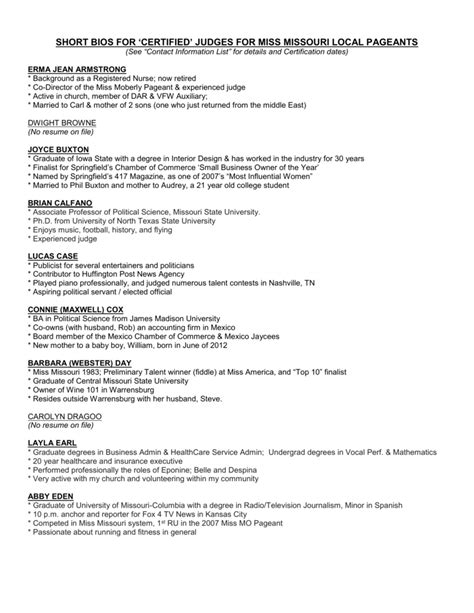 How To Write A Pageant Resume Alder Script