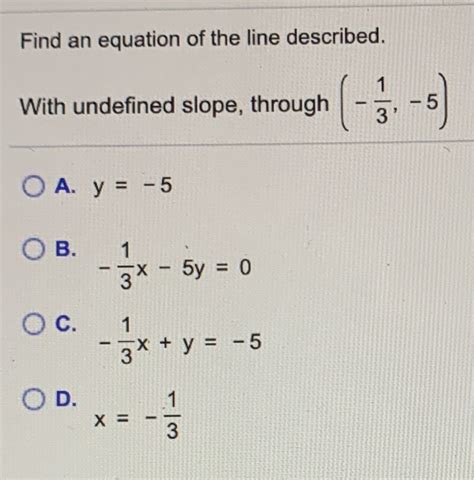 How To Write A Standard Form Equation With An Undefined Slope