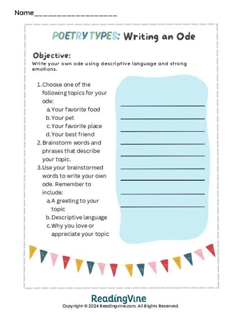 How To Write An Ode Worksheet