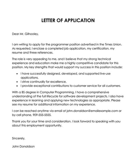 How To Write Application For Interview