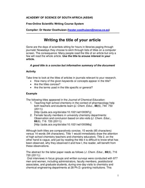 How To Write Journal Article Title In Essay