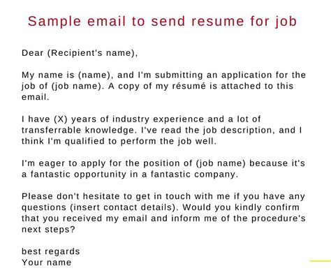 How To Write Mail To Send Resume For Job