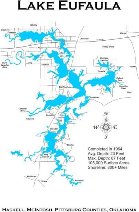 How big is eufaula lake in oklahoma