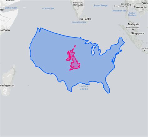 How big is uk compared to usa