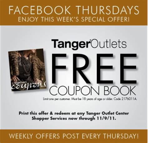 How can i get a free tanger coupon book. Specialties: Discover 100s of brands at unbeatable value. Shop your way to more rewards with TangerClub. Join the Club for the most rewarding way to Tanger with more savings, more perks, and more access. All the best brands, all in one place. 