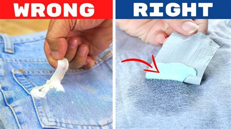 How can you get chewing gum out of clothes. The best way to remove gum from leather is to follow the ice trick: 1. Press an ice cube directly onto the gum. The ice will melt as you hold it on the gum, so you’ll need more than one cube. Keep pressing the gum with ice until it hardens. 2. When the gum is frozen, gently scrape it off with a plastic spoon or knife. 