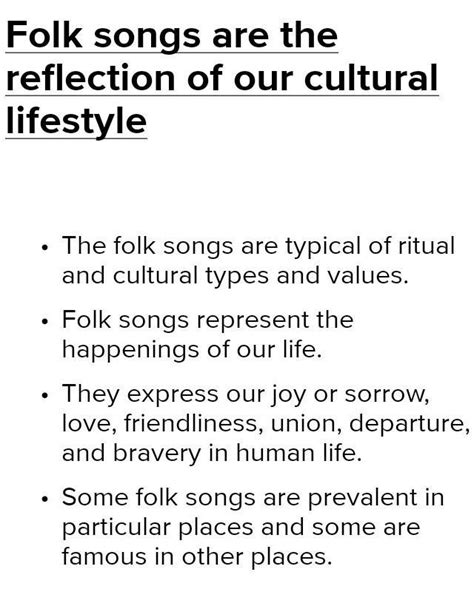 How culture reflected in our folk song? - Answers