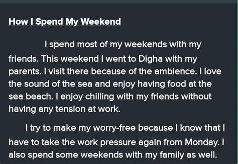 How did i Spend my Weekends - StudyDriver.com