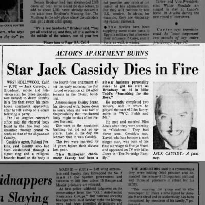 How did jack cassidy die