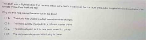 How did the dodo adapt to its environment? - Answers