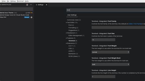 How do I adjust non text editor font sizes in Vscode Learncado