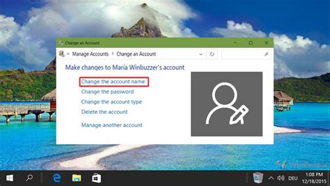 How do I change the Owner/User name on my Dell Laptop running Windows 10?