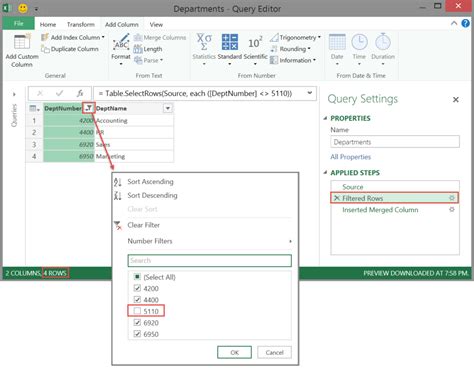 How do I create a rolling date filter in Power Query?