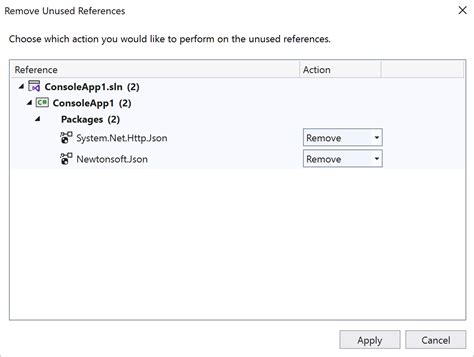 How do I delete unused packages in Visual Studio?