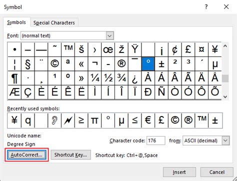 How do I find and set up a short cut for the degree symbol in ...