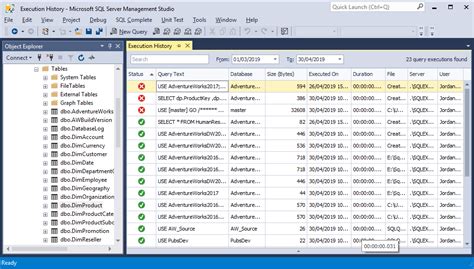 How do I find query history in SQL Server Management Studio?