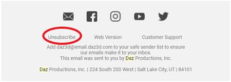 How do I unsubscribe from the Daz 3D Newsletter?