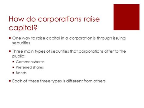 How do corporations raise capital. company, would be under one of the above if they were Australian. Australian financial service licensee. Offers for investment can be made through financial ... 