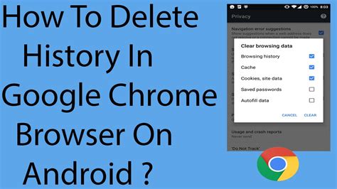 How do i clear history in chrome. In the window that appears, click on Clear Browsing Data. Go to Advanced. Make sure that the timeframe is set to All time. Click on the checkbox next to Passwords, along with all other data you ... 