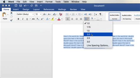 How do i double space in word
