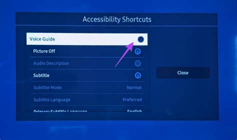 How do i get rid of accessibility shortcuts on my tv screen.  Under "Device Preferenc...