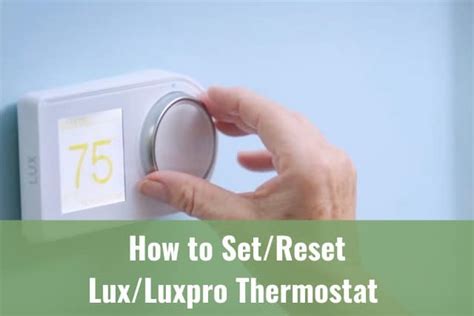 How do i reset a luxpro thermostat. Provide pressure in opposite directions to the release tabs under the bottom edge of the housing. Route the wires through the opening in the new thermostat base plate, and hold the base against the wall. Try to line up the screw holes from the prior thermostat, and install the mounting screws. 