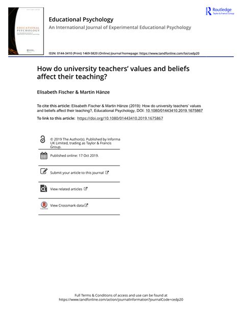 How do university teachers’ values and beliefs affect their teaching?