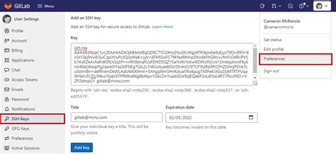 How do you find your GitLab host name (to test your SSH key)?