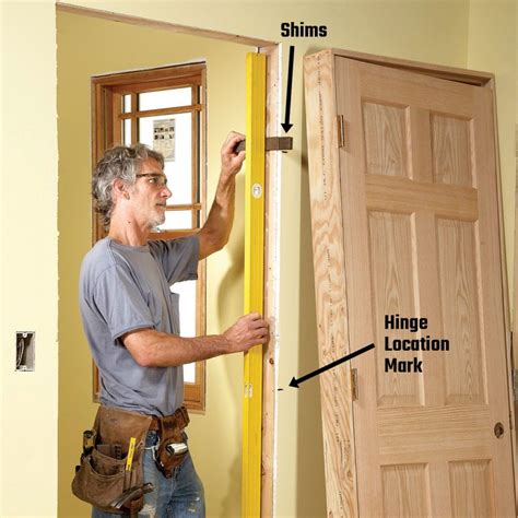 How do you install a door jamb. Step 2: Install the door frame into the rough opening. Install 1-inch wood spreaders every 36" inches as illustrated. Check for plumb and square. Attach steel jamb studs to the floor through floor anchor or floor extension. Install steel jamb studs to floor and ceiling runners and tightly against frame anchors. 
