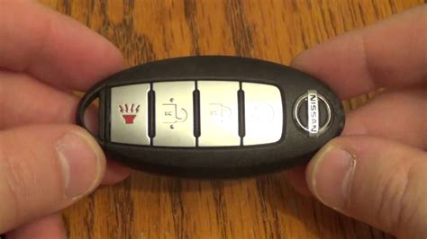 How do you reprogram a nissan key fob push start. If there is only one remote controller skip step 5. 5. Additional ID code entry Release the door lock, then lock again with door lock/unlock switch (In power window main switch) 6. Remove key from ignition. 7. Unlock driver side door, open driver side door and then close the door. (END) NOTE: 