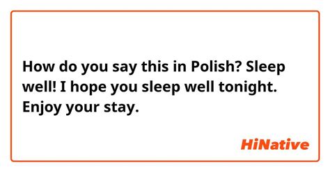 How do you say "sleep" in Polish? HiNative