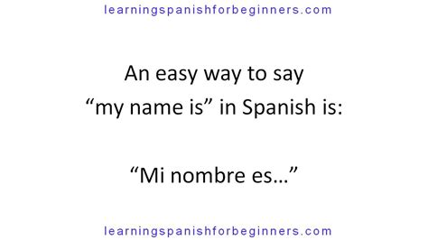 How do you say my name is in spanish. Jan 31, 2023 · One of the most common ways to say “My name is” in Spanish is “Mi nombre es.”. This phrase is straightforward and widely used in both formal and informal contexts. For example, you can say “Mi nombre es María” (My name is María) or “Hola, mi nombre es Juan” (Hello, my name is Juan). 2. Me llamo. Another popular way to ... 