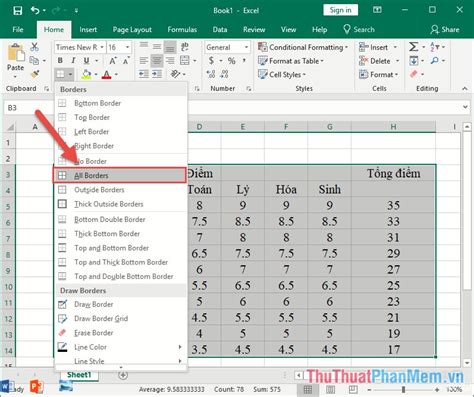 How draw table in excel