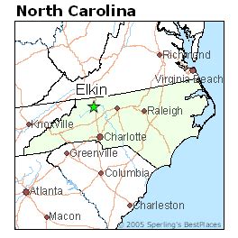 How far is Elkin (North Carolina) from Lexington