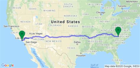 How far is Los Angeles, CA, from Charlotte, NC?