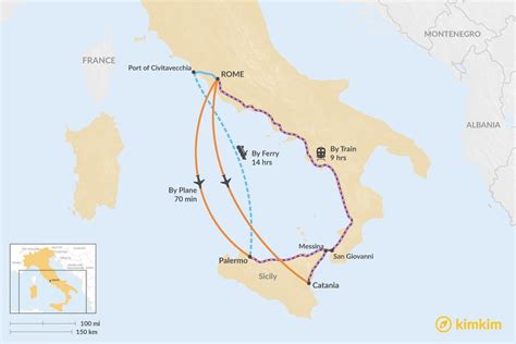 How far is Sicily from Rome - driving distance