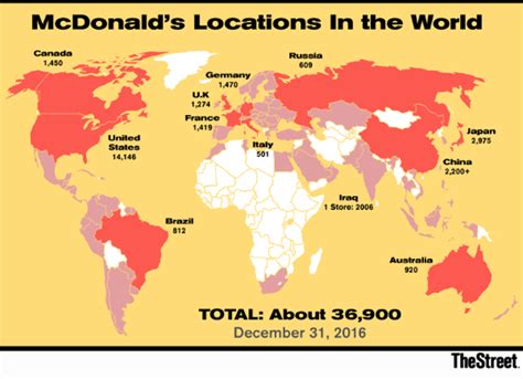 Countries with current and former McDonald's locations. Th
