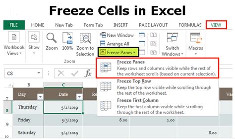 How freeze cells in excel