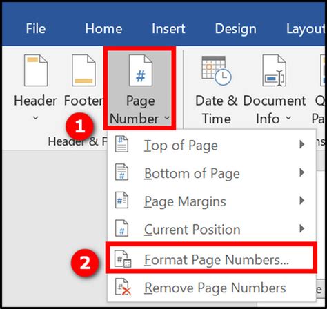 How give page number in word