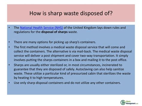 How is a sharp disposed of