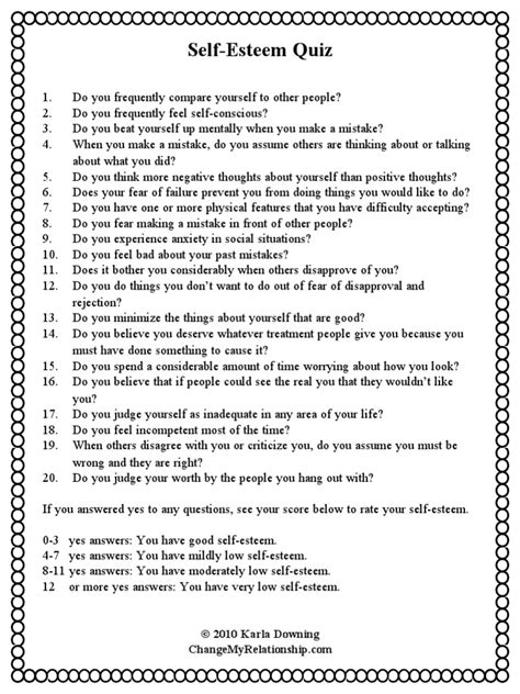 How is my self esteem quiz