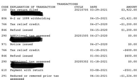 The transaction code is 290. The meaning of code 290 on the tax transcript is “Additional Tax Assessed”. The 20211605 on the transcript is the Cycle. From the cycle, 2021 is the year under review or tax filing. The number 16 is the IRS Cycle Week. Finally, the number 05 is the Processing Day of the week.. 
