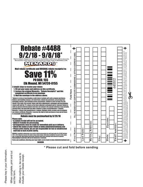 How long do menards rebates take. Home Rebate Center Mail your rebate receipt and completed rebate redemption form to the address on the redemption form. This single and universal rebate redemption form works for all your rebates! Rebates International® works diligently to send out your rebate check as quickly as possible. 