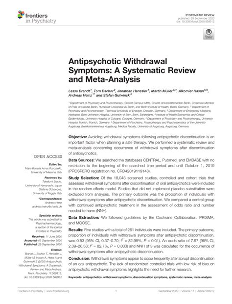 How long does antipsychotic withdrawal last.  Abstract Objective: Avoiding withdr...
